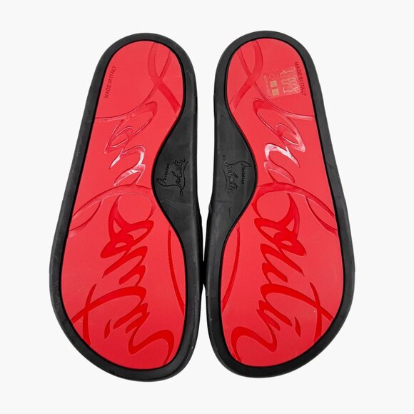 Christian Louboutin 'Navy Pool' Slide Sandals Size 37 US 7 Black Velvet Logo 25 - Picture 3 of 12